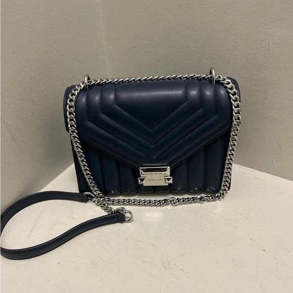 Michael Kors Handbags - Michael Kors Blue Chevron Crossbody Bag with dust bag